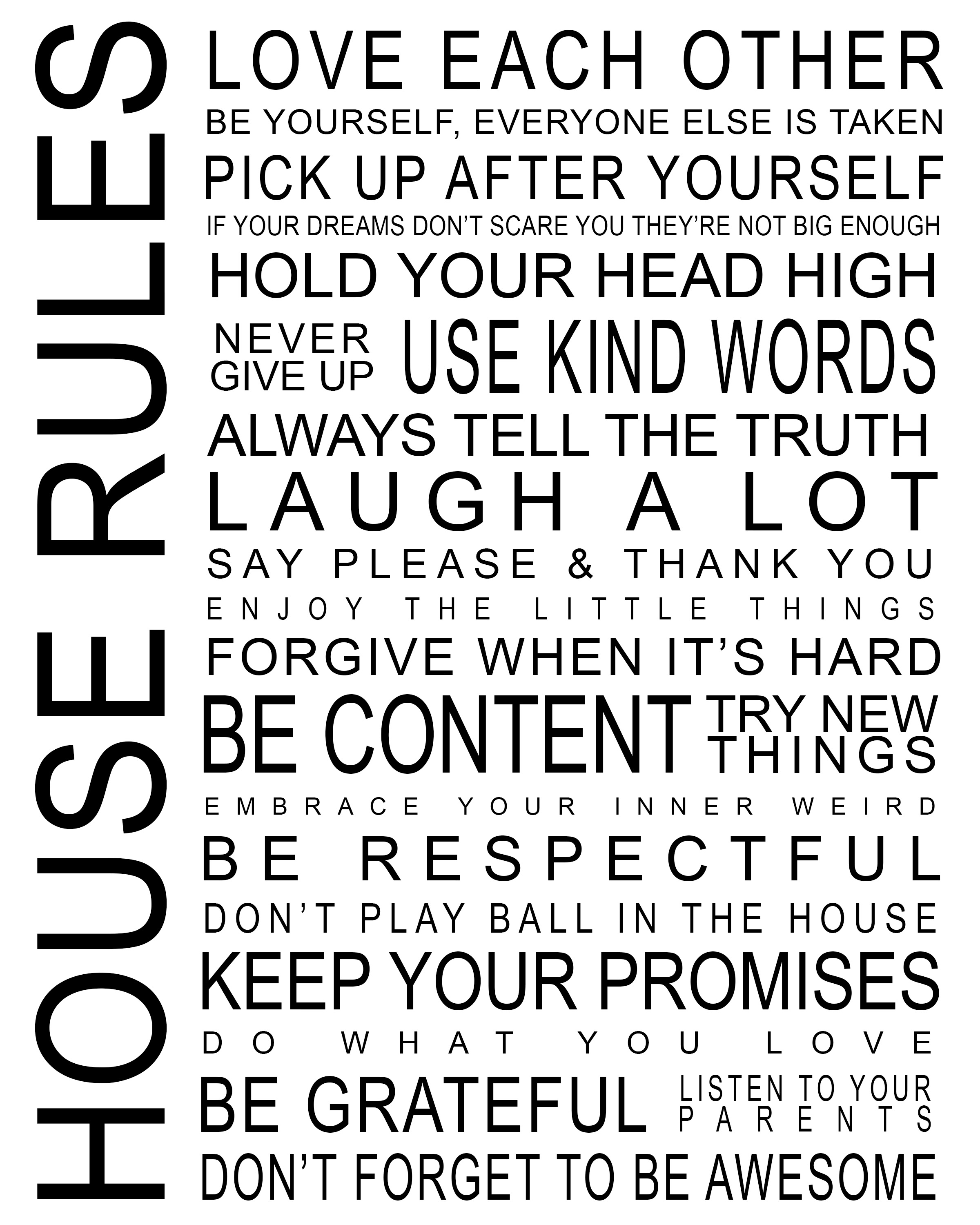 Free Printable House Rules