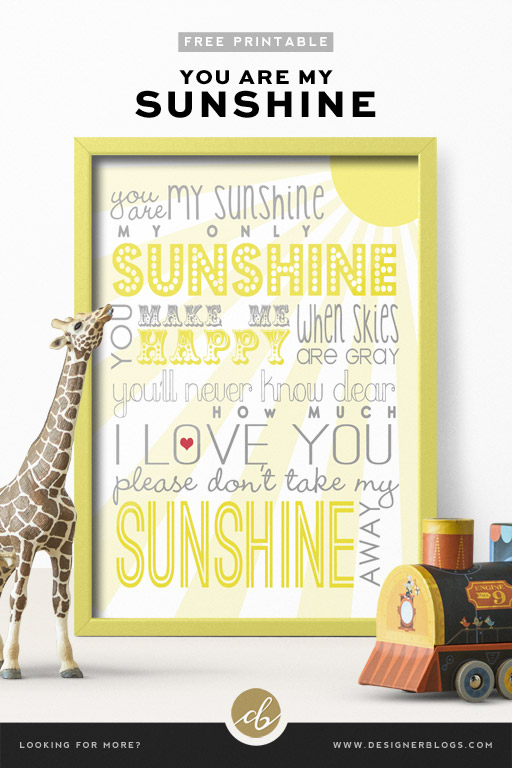 Simple Wall Decor Print Song Lyric Printable Download You Are My Sunshine