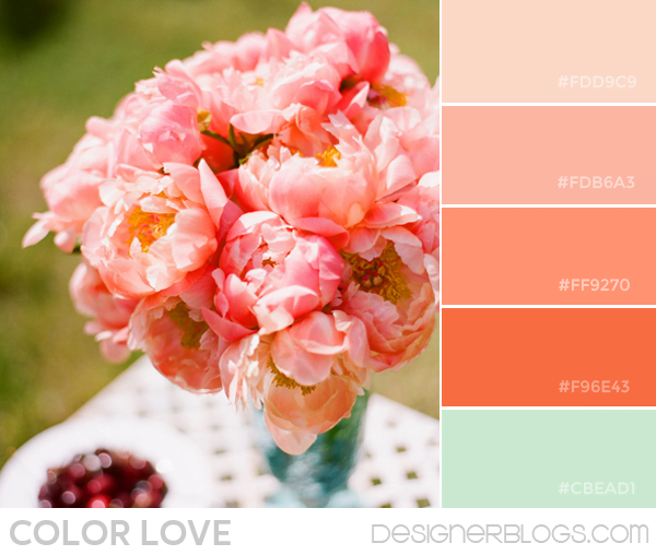 Peach and Aqua Scheme - Orange, Mint shades color palette