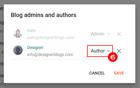 Blog admins and authors