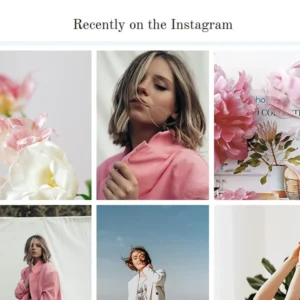 Full-width minimalist Instagram photo feed integrated into the footer of the Gloria WordPress theme.