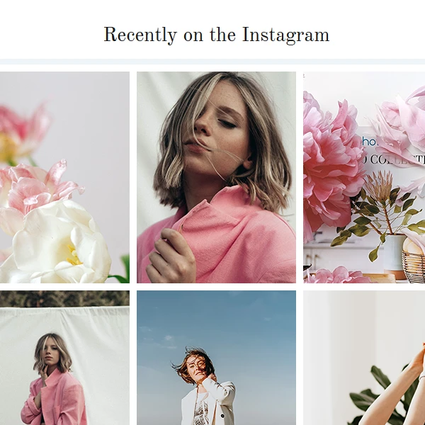 Full-width minimalist Instagram photo feed integrated into the footer of the Gloria WordPress theme.