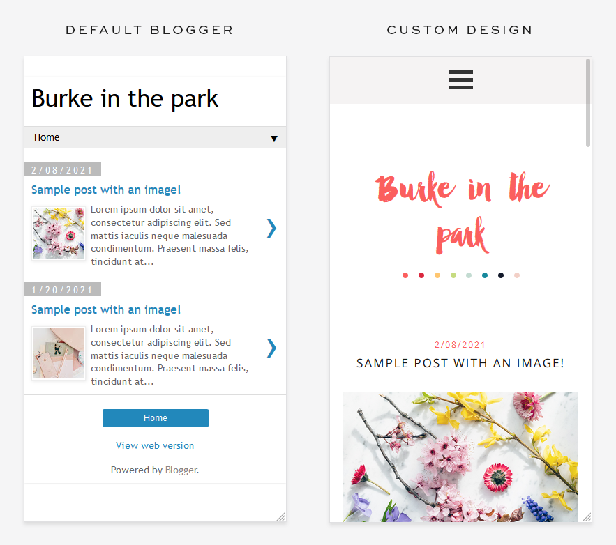 Default Blogger mobile responsive coding vs the custom one