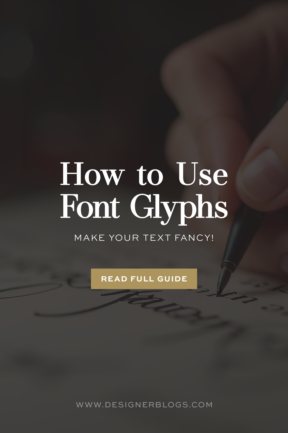 Tutorial cover for how to use font glyphs and swashes with calligraphy script fonts.