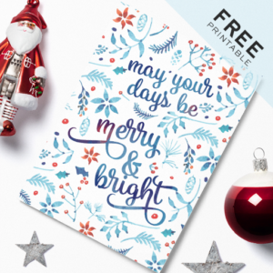 May Your Days Be Merry - Free Watercolor Christmas Postcard Printable