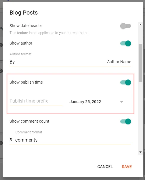 Edit post date & footer in blogger