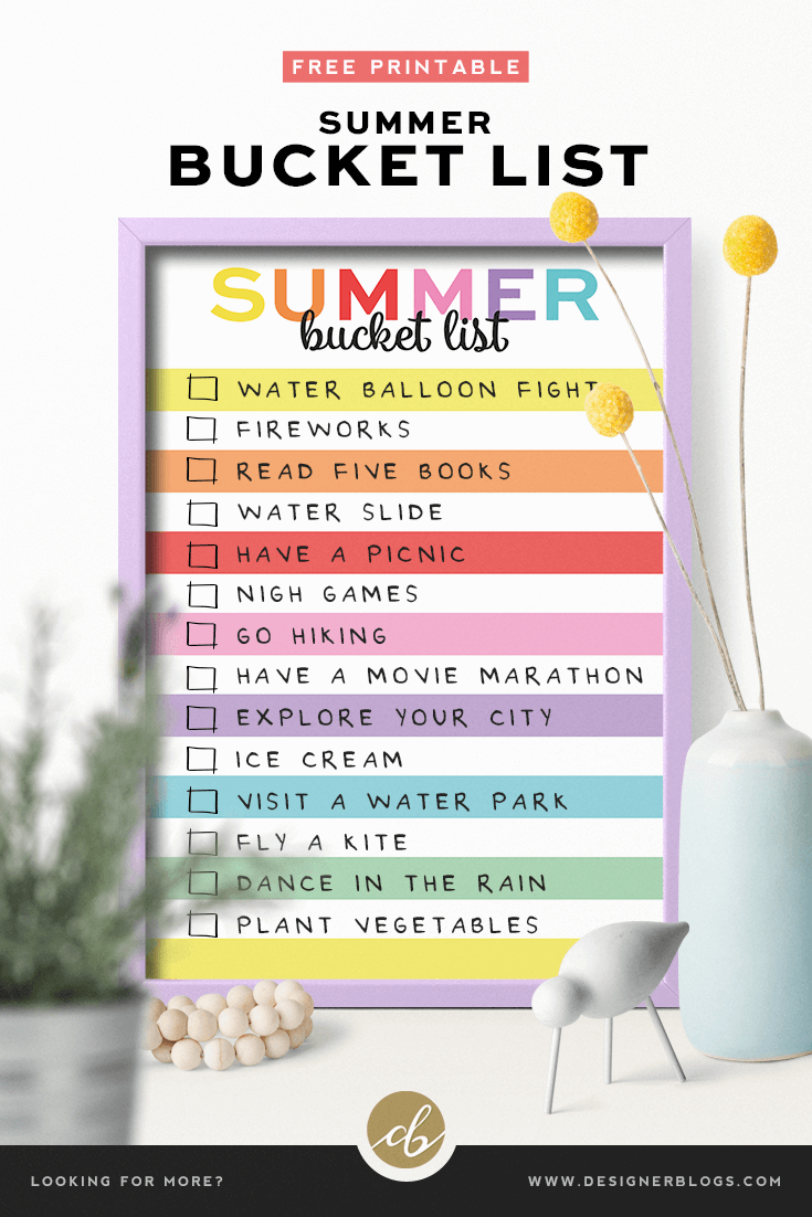 Colorful Free Summer Bucket List Printable - Rainbow Edition