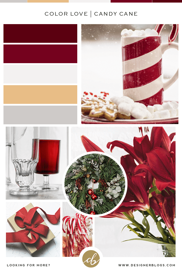 Candy Cane Color Palette - Festive red, white grey color palette