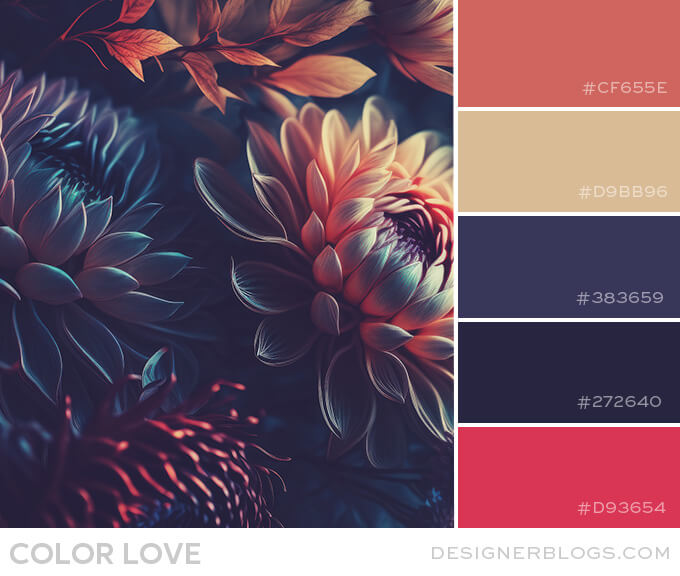 Color Love  Dark Blue & Coral - Designer Blogs