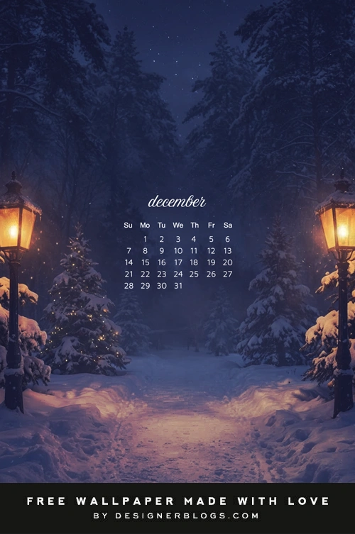 Free December 2025 Wallpaper - Winter Night Glow