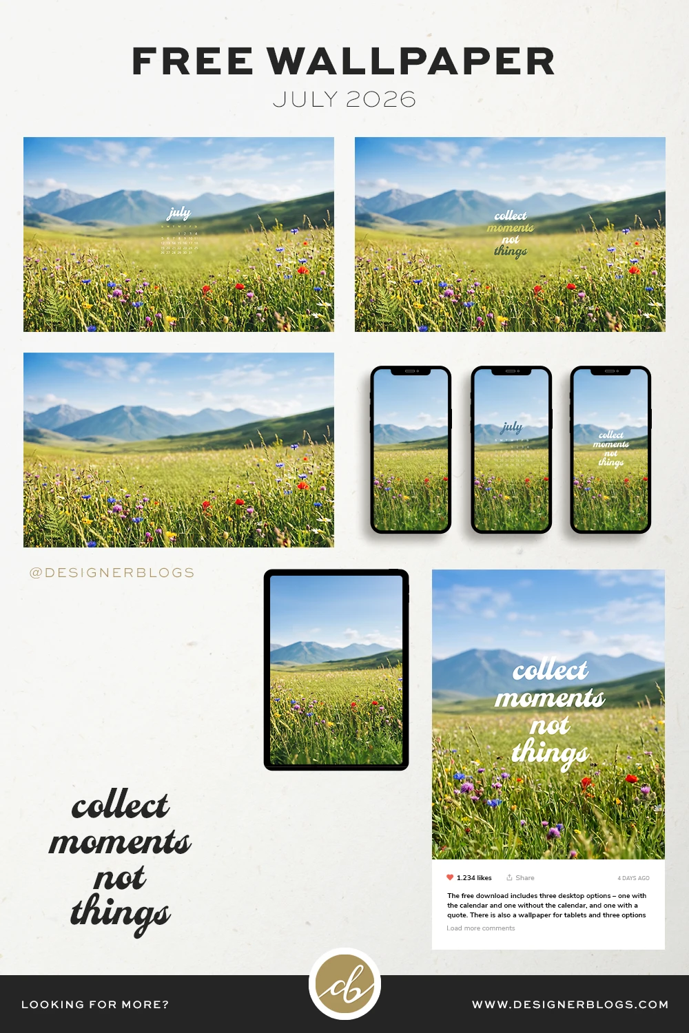 Free Wallpaper for PC, Tablet and Phone featuring endless green pastures stretching toward majestic, hazy mountain peaks
