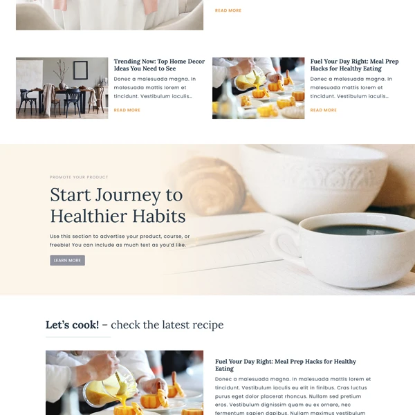 A detailed preview of the elegant product promotion banner on the Allie editorial WordPress theme, featuring minimalist text and high-end lifestyle photography.