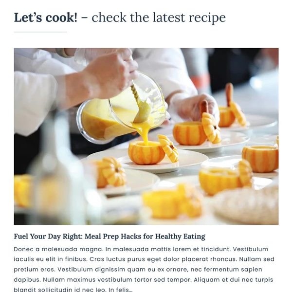 A close-up view of the Allie lifestyle WordPress theme's homepage layouts, showcasing seamlessly stacked post categories ranging from recipe grids to travel journals.