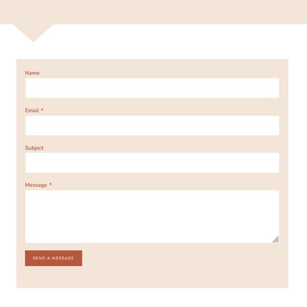 Harper boho photography WordPress theme showing a built-in homepage contact and inquiry form.
