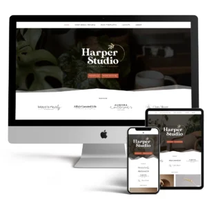 Responsive desktop, tablet, and mobile mockup preview of Harper, a boho photography WordPress theme for lifestyle bloggers and storytellers.